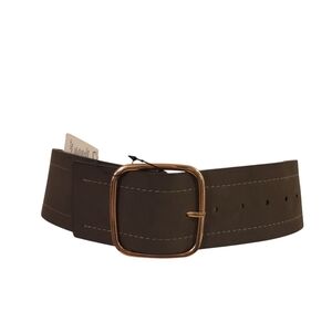 Grupo Inditex Gray Faux Suede belt with gold toned buckle